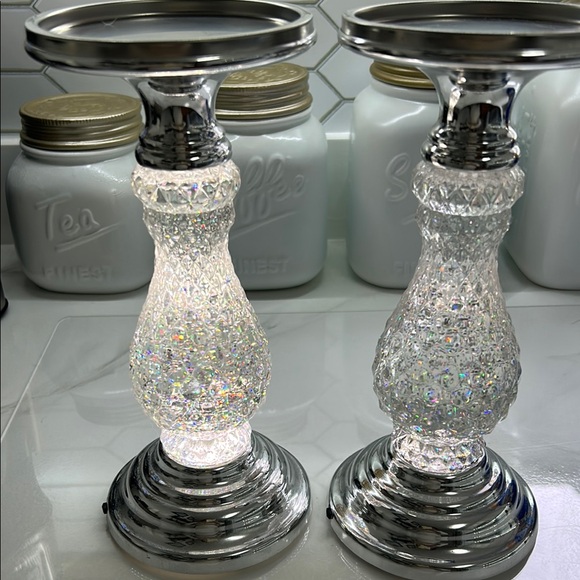 Bath & Body Works Silver Glitter Candle Holders